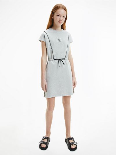 Calvin Klein Ruhák HU829712 | Calvin Klein Drawstring Lány Pólóruha Világos Szürke